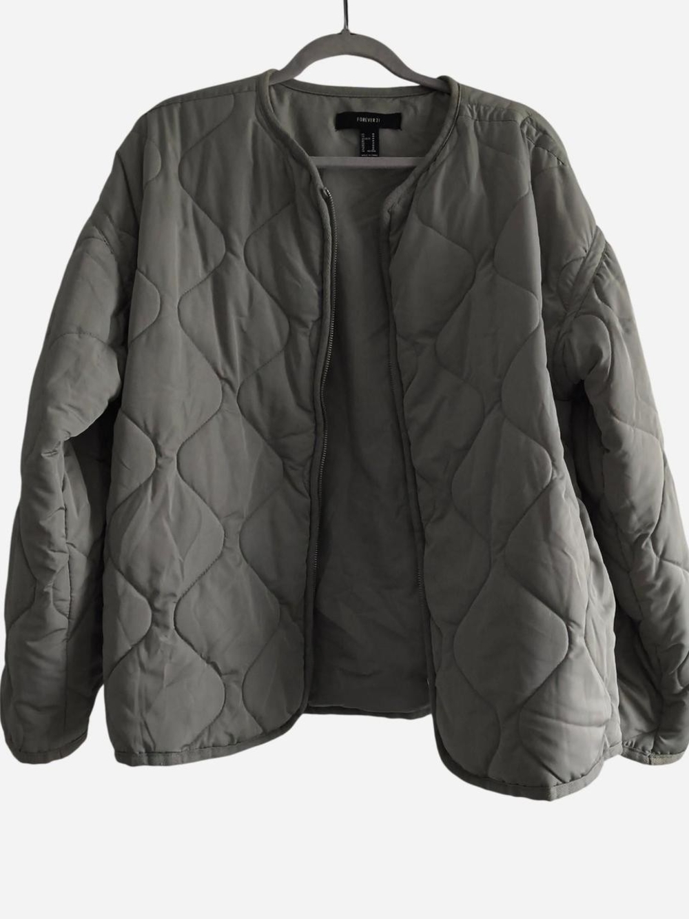 Forever 21 Quilted Lightweight Jacket- Sage Green